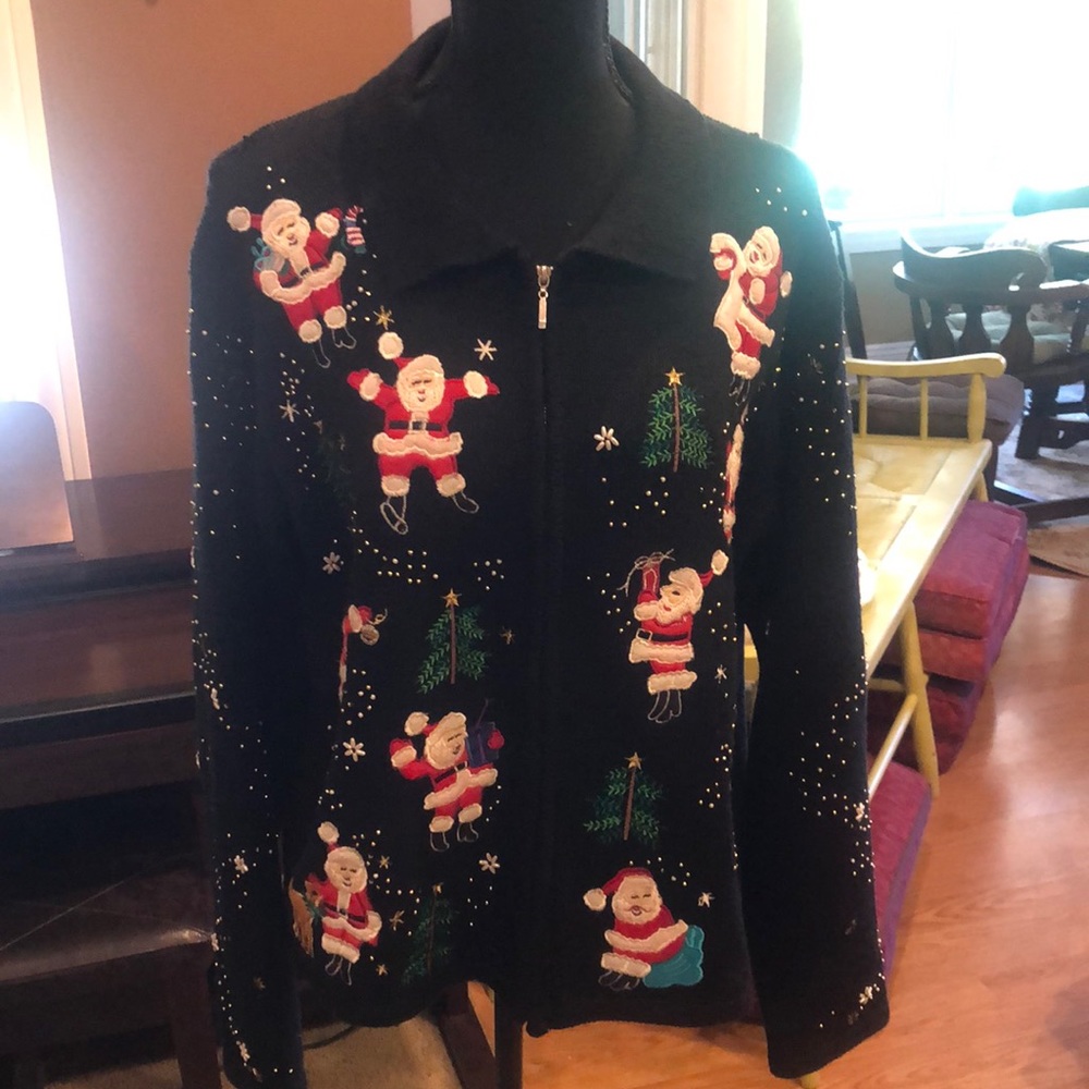 Santa Appliqué Cardigan Sweater